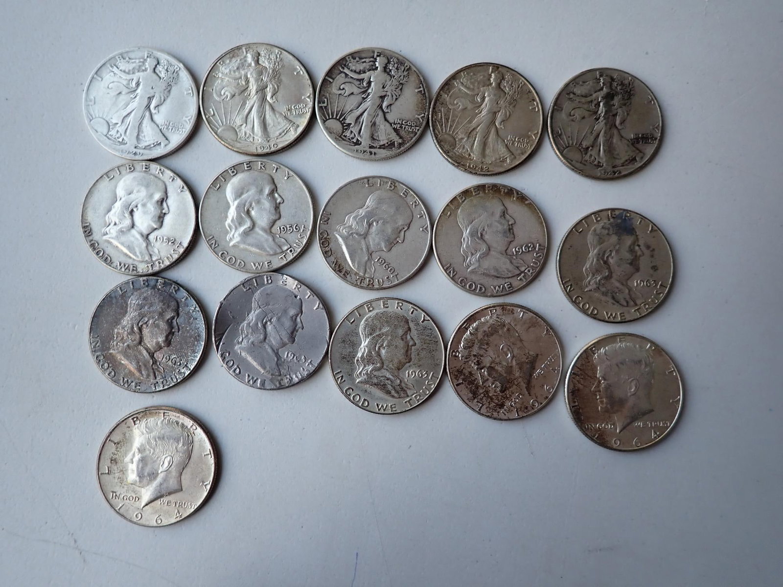 Walking Liberty, Franklin, & 1964 Kennedy Halfs (1 of 11)