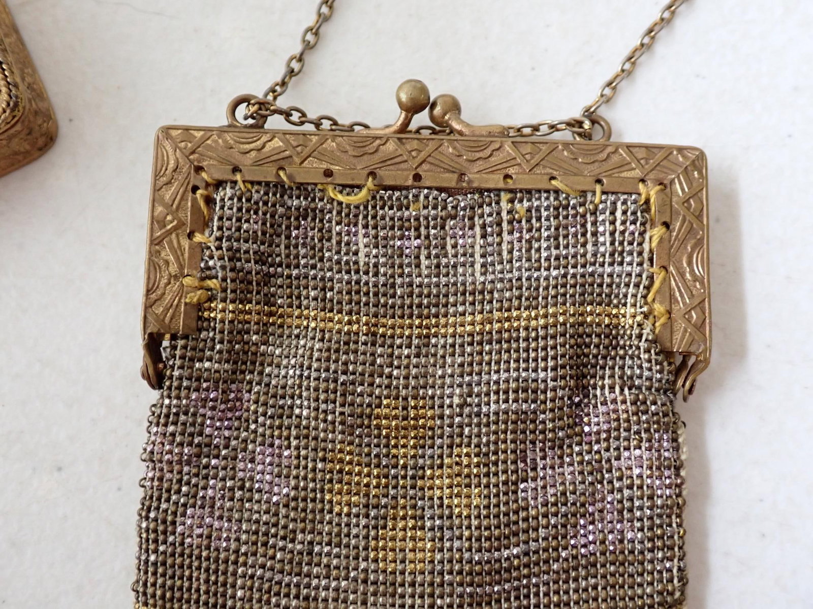 Mesh Purse, Beaded Flapper Necklace, Compact - 3