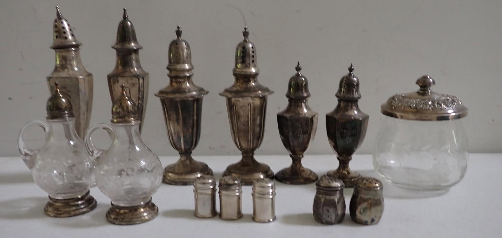 Sterling Salt & Pepper Shakers & Sugar Bowl (1 of 2)