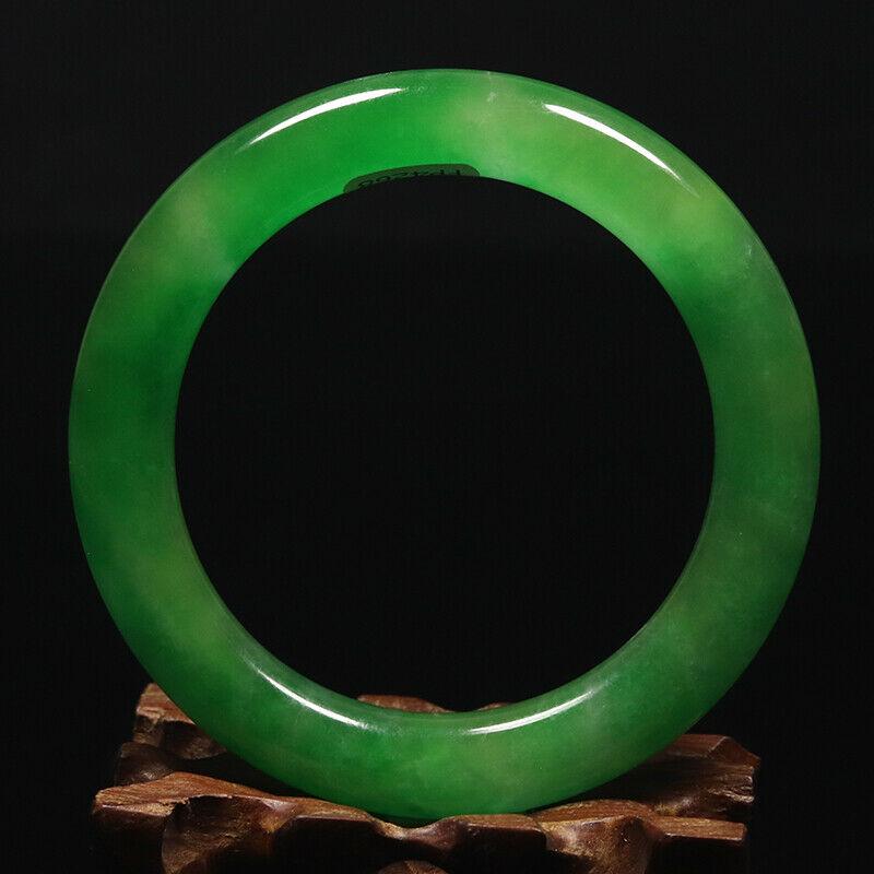 Chinese natural green icy jade bangle (1 of 12)