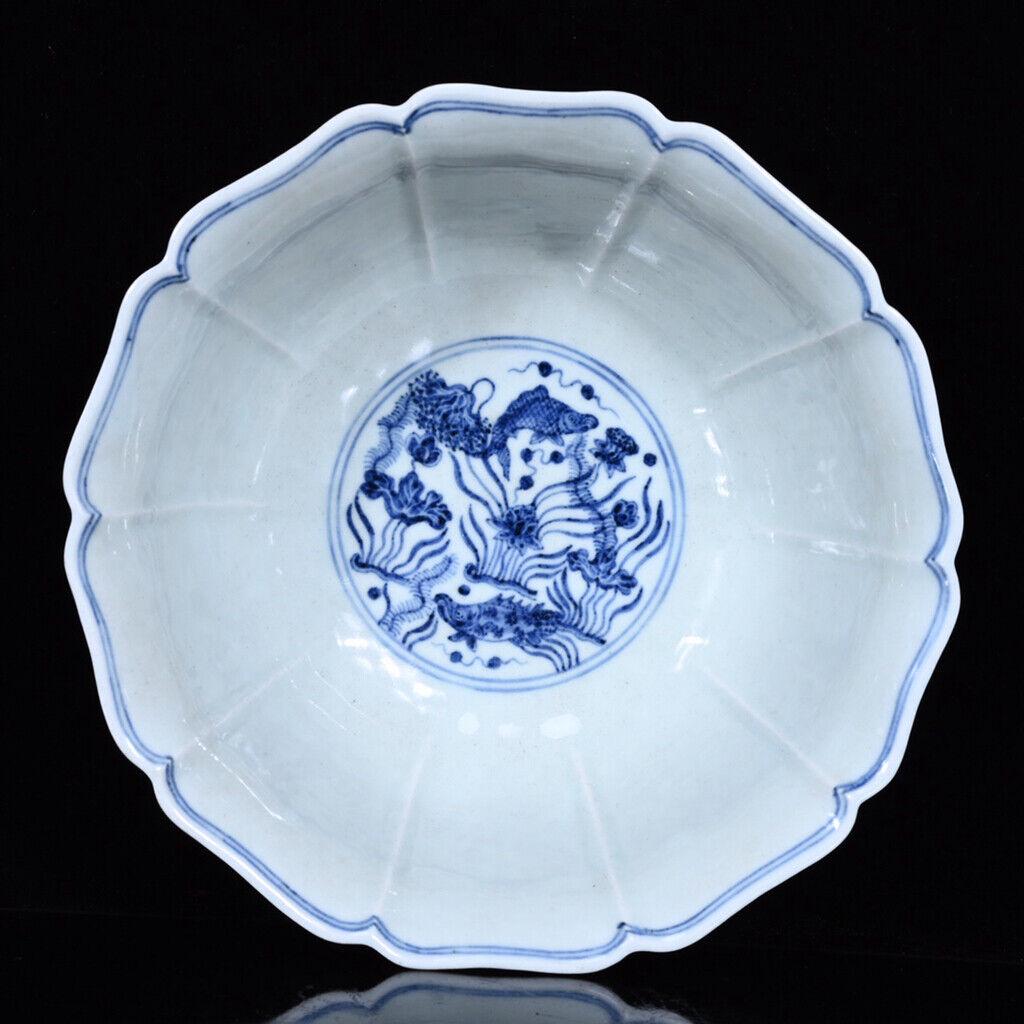 Chinese blue and white porcelain bowl: Size: Width 23 cm - Height 10.5 cm Materials: Porcelain Time Period: Ming dynasty Manufactured Date: Xuande Period Origin: China