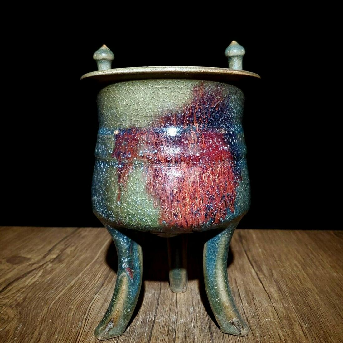 Chinese jun kiln porcelain incense burner (1 of 9)