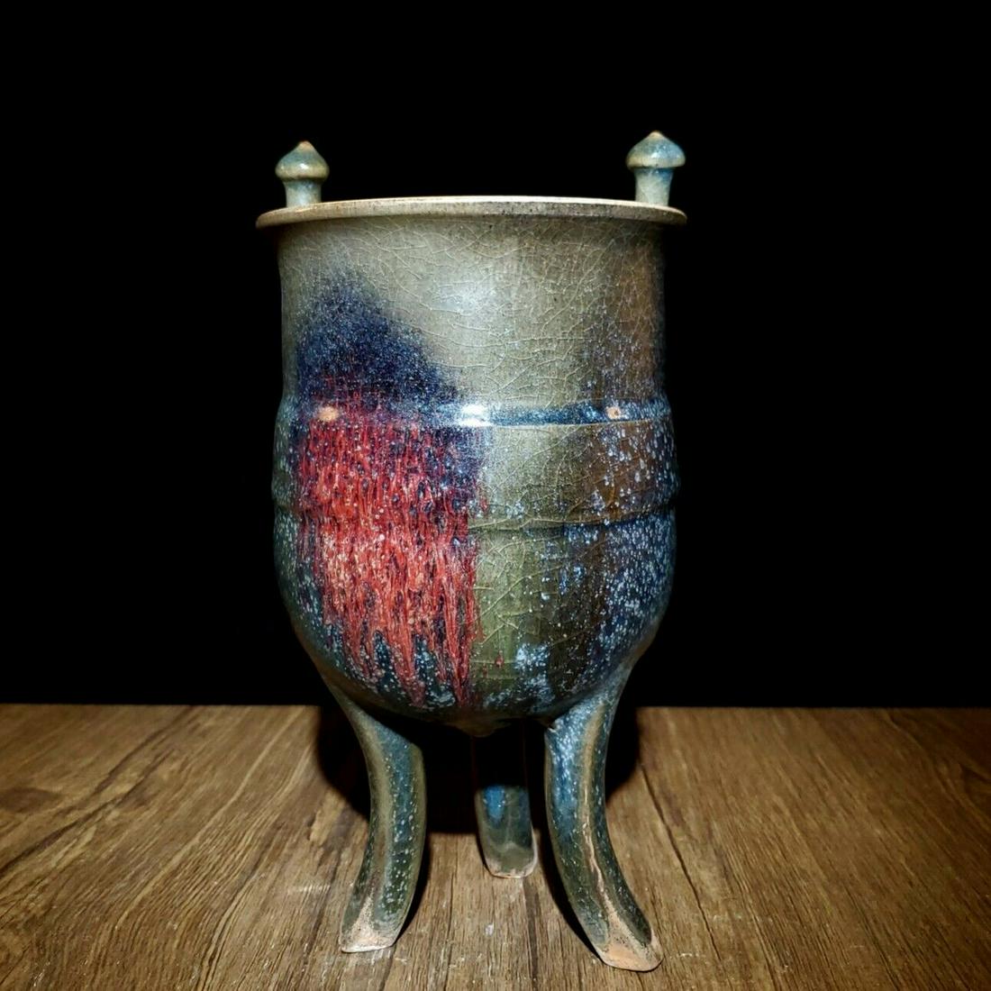 Chinese jun kiln porcelain incense burner (1 of 9)