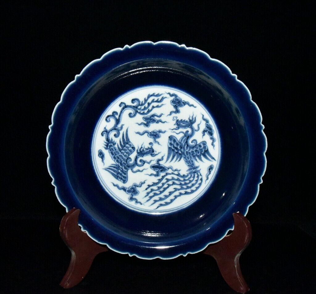 Chinese blue and white porcelain bowl: Size: Width 22 cm - Height 4.8 cm Materials: Porcelain Time Period: Ming dynasty Manufactured Date: Xuande Period Origin: China