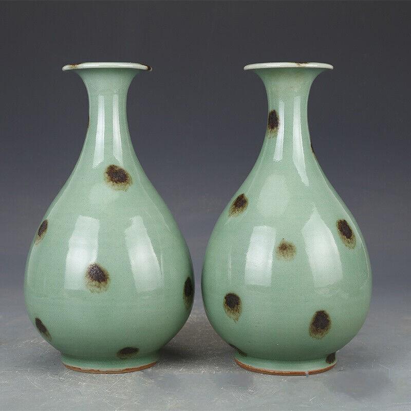 Chinese brown splash porcelain vase pair (1 of 8)