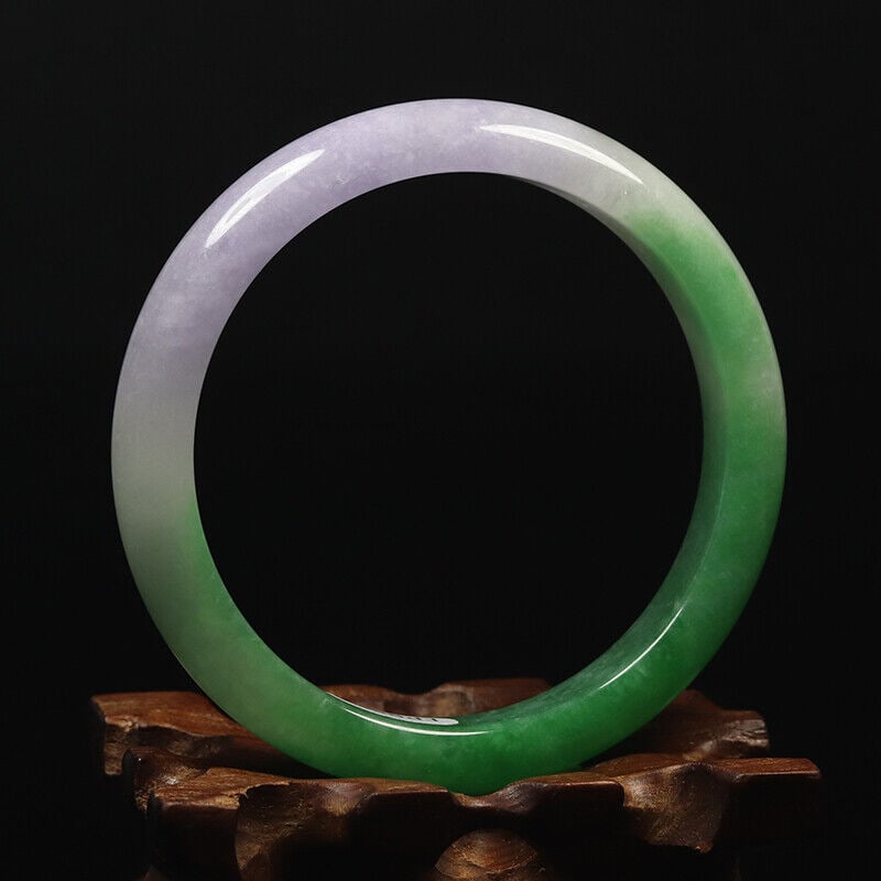 Chinese natural green white jade bangle (1 of 10)