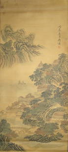 Tang yin scroll painting: Size: Height 156 cm - Width 66 cm Materials: ink color and paper Time Period: Ming dynasty Manufactured by: Tang Yin Origin: China Tang Yin was one of the orthodox masters of artist in Ming Dynasty. H
