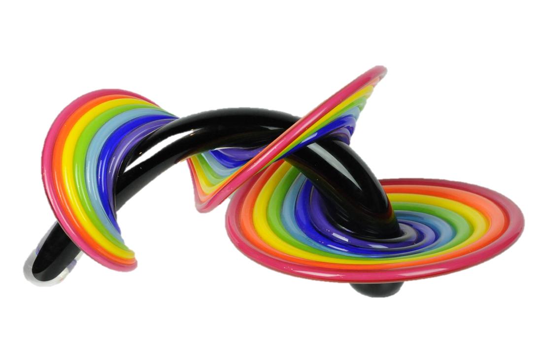 Thomas Kelly Vitrix Hot Glass Abstract Sculpture: Swedish Thomas Kelly Rainbow Vitrix Hot Glass Abstract Sculpture. Signed Vitrix 1999. Measures:17" L 10.5" W x 10.5" H. Condition: Excellent. Please examine all photos closely. Contact C. Biddle Aucti