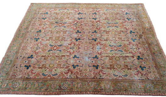 Ahar Heriz Persian Carpet / Rug 15' x 12': Most likely Ahar Heriz rug from the first half of the 20th Century. Heavy wear, see photos. About 179" x 144". Please examine all photos closely. Contact C. Biddle Auction Gallery for more detailed in