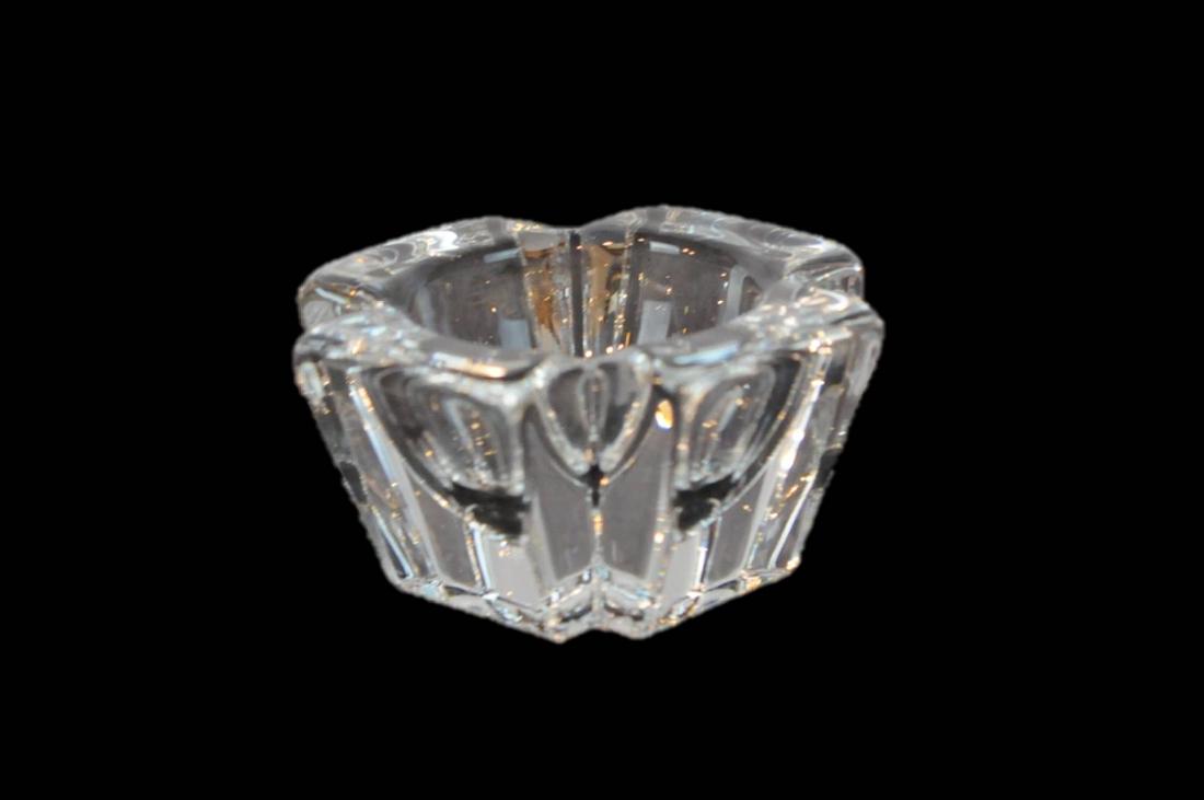 Orrefors Clear Crystal Candle Holder: Orrefors Clear Crystal Candle Holder. Measures: 2.25" H x 3.5" D outside, 2.25" D inside. Condition: Excellent. Please examine all photos closely. Contact C. Biddle Auction Gallery for more detailed i