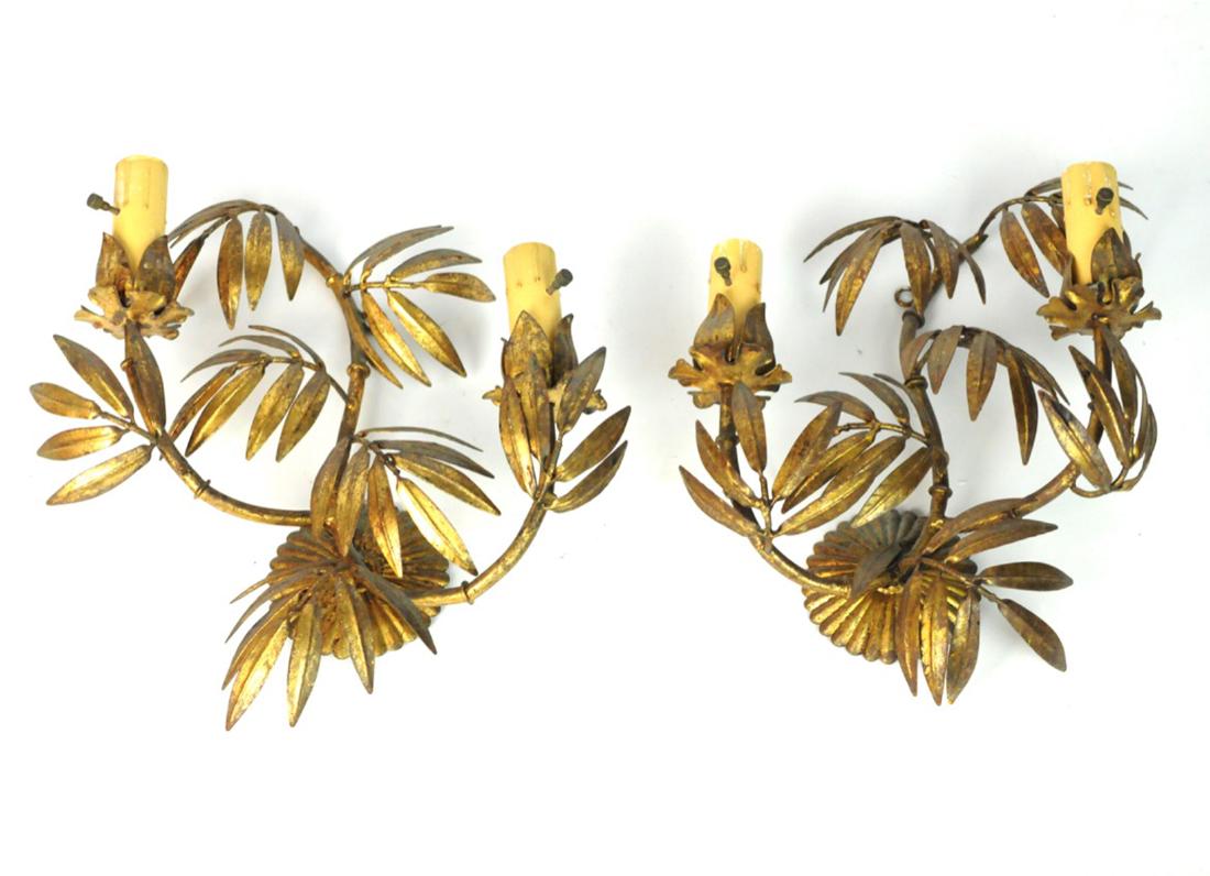 Two Italian Gilt Metal Palm Tree Sconces (1 of 5)