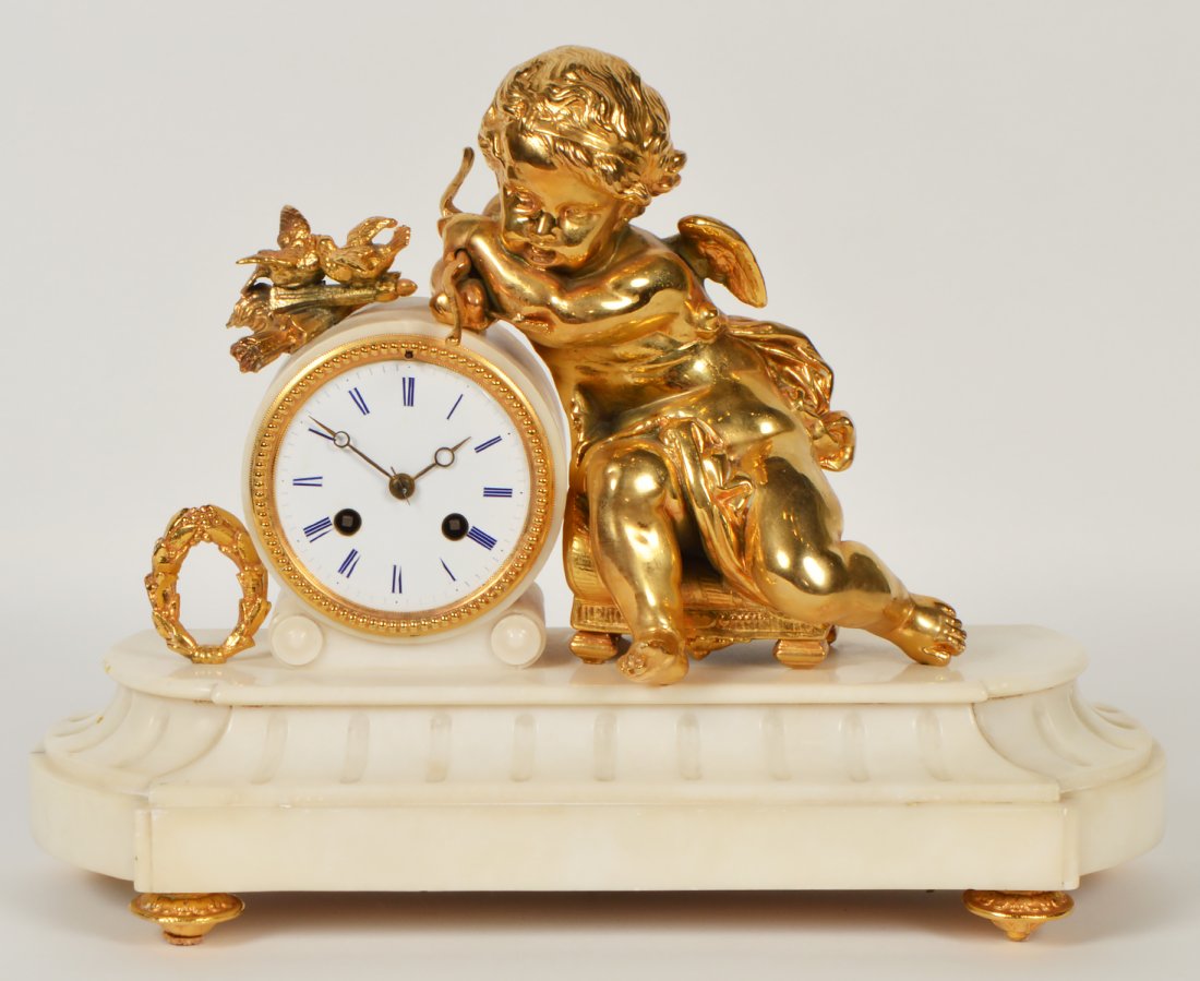 French Putti Dore Bronze & Mable Mantel Clock Key (1 of 10)