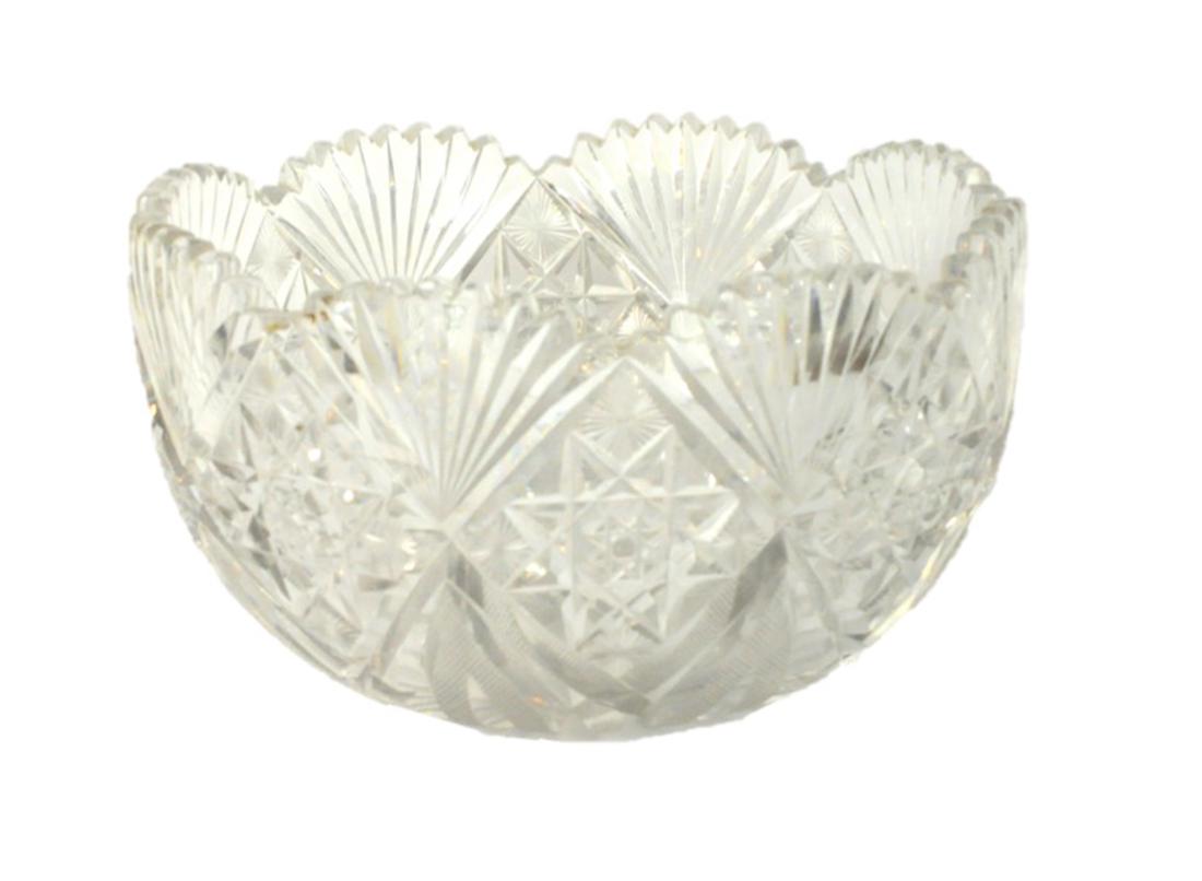 Large Heavy Lead Cut Crystal Punch Bowl Clear