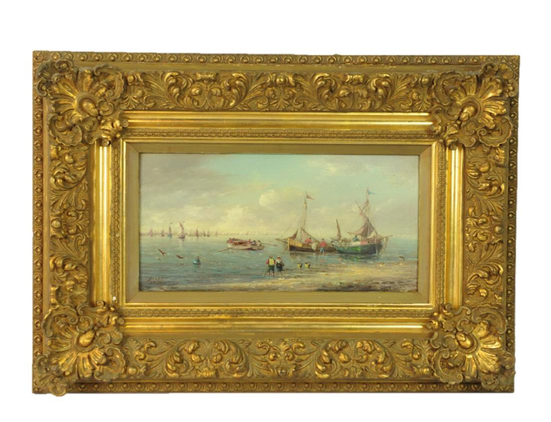 Continental Fishing Boats in Harbor Painting Board (1 of 5)