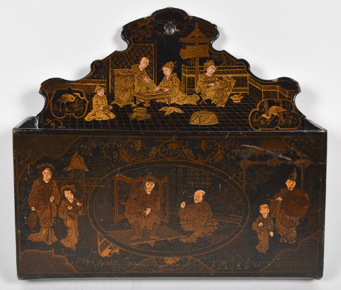 French Papier Mache Letter Holder Chinoiserie (1 of 6)