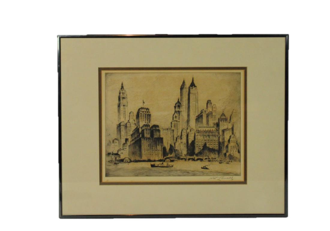 Nat Lowell Signed Etching 'Manhattan Towers' (1 of 4)
