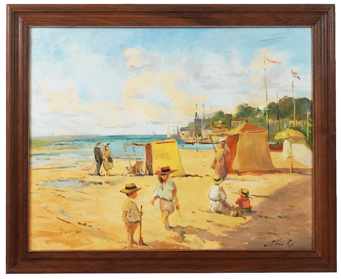 Andre Charles 'On the Beach' Oil Painting (1 of 10)