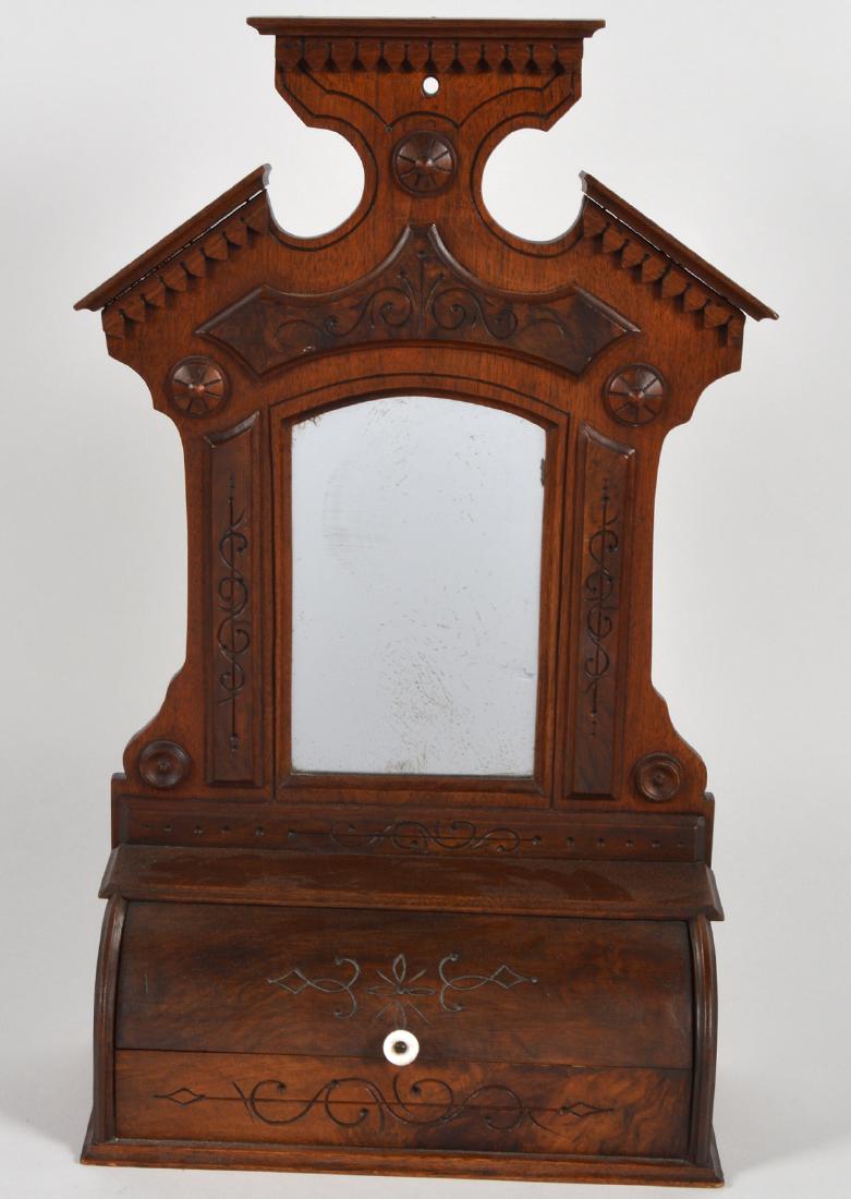 Victorian Wood Tabletop Hanging Shaving Mirror (1 of 6)
