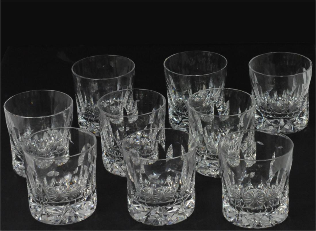 9 Tudor Highball Rocks Glasses Royal Tara: 9 Tudor Highball Rocks Glasses Royal Tara. 3.5" H x 3.5" D. Condition: Two have chips. Please examine all photos closely. Contact C. Biddle Auction Gallery for more detailed information. C. Biddle Auc