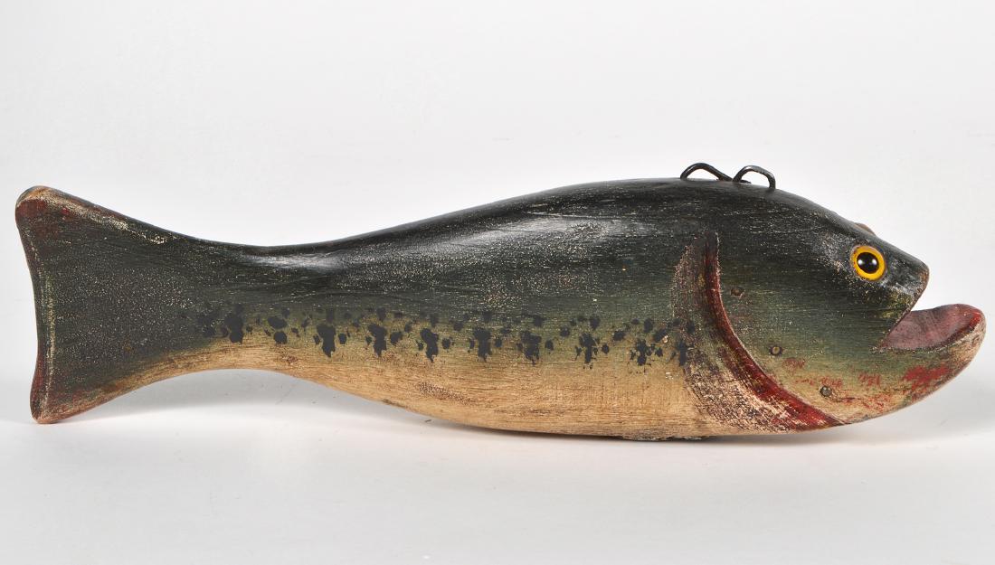 Antique Initialed Wooden Fish Decoy (1 of 6)