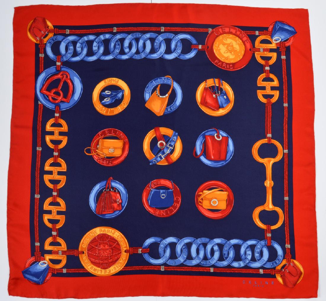 Celine Silk Scarf Handbag Pattern Red Blue (1 of 8)