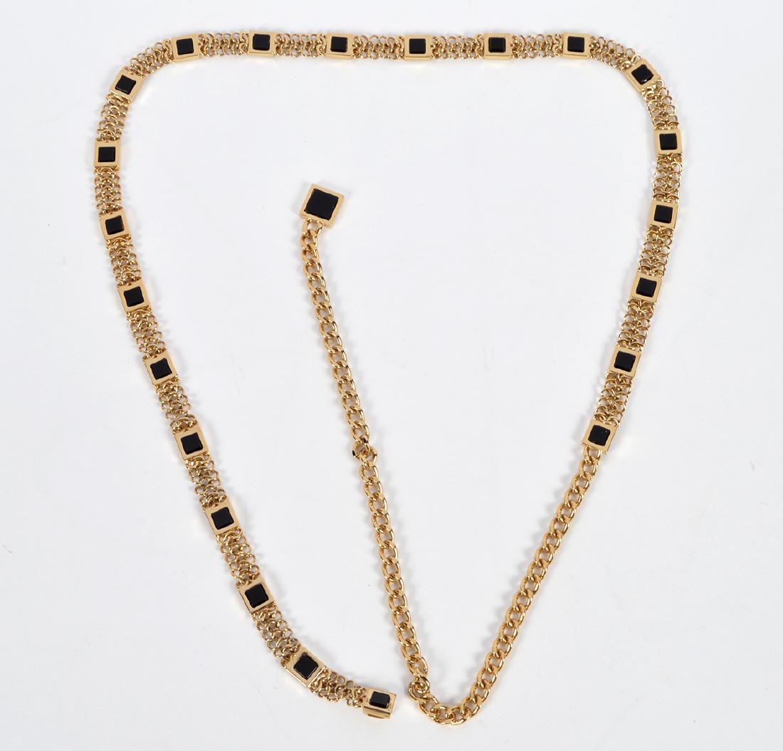 St John Gold Chain Link Belt Black Stones (1 of 7)