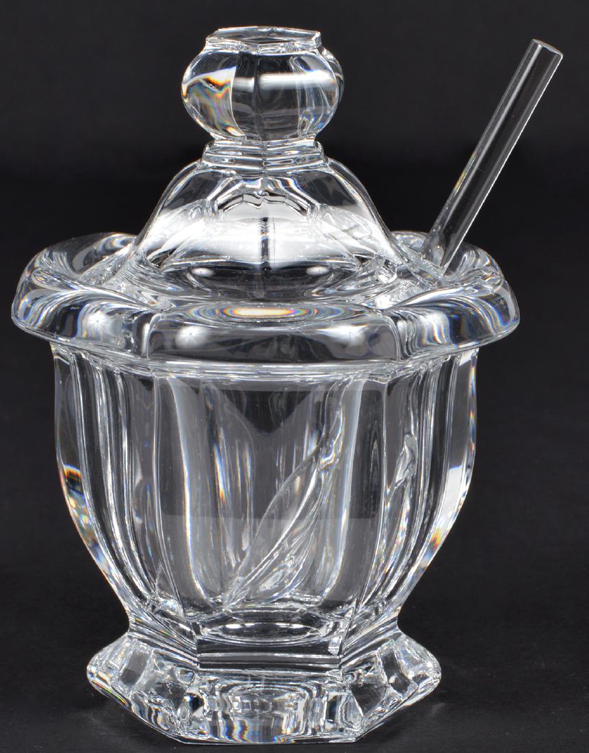 Baccarat Bretagne Clear Glass Jelly Jar Spoon Lid