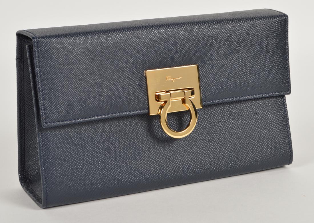 Salvatore Ferragamo Blue Saffiano Mini Flap Bag (1 of 12)