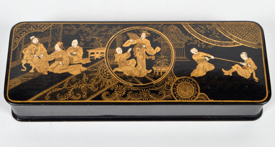 Asian Hand Painted Lacquer Box 10.5" (1 of 6)