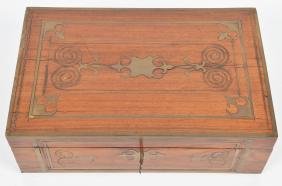 Antique Brass Inlay Campaign Lap Writing Desk (1 of 11)