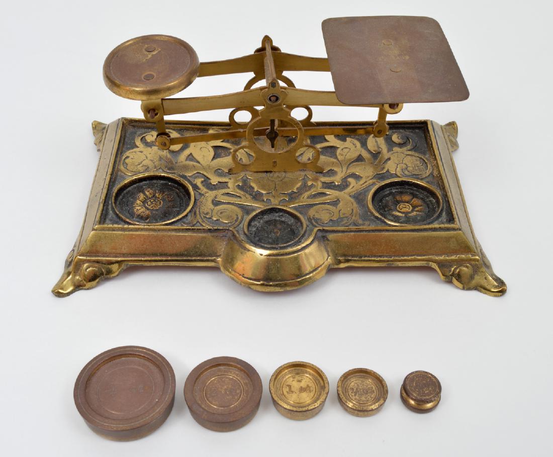 Antique Brass Scale England with Weights (1 of 7)