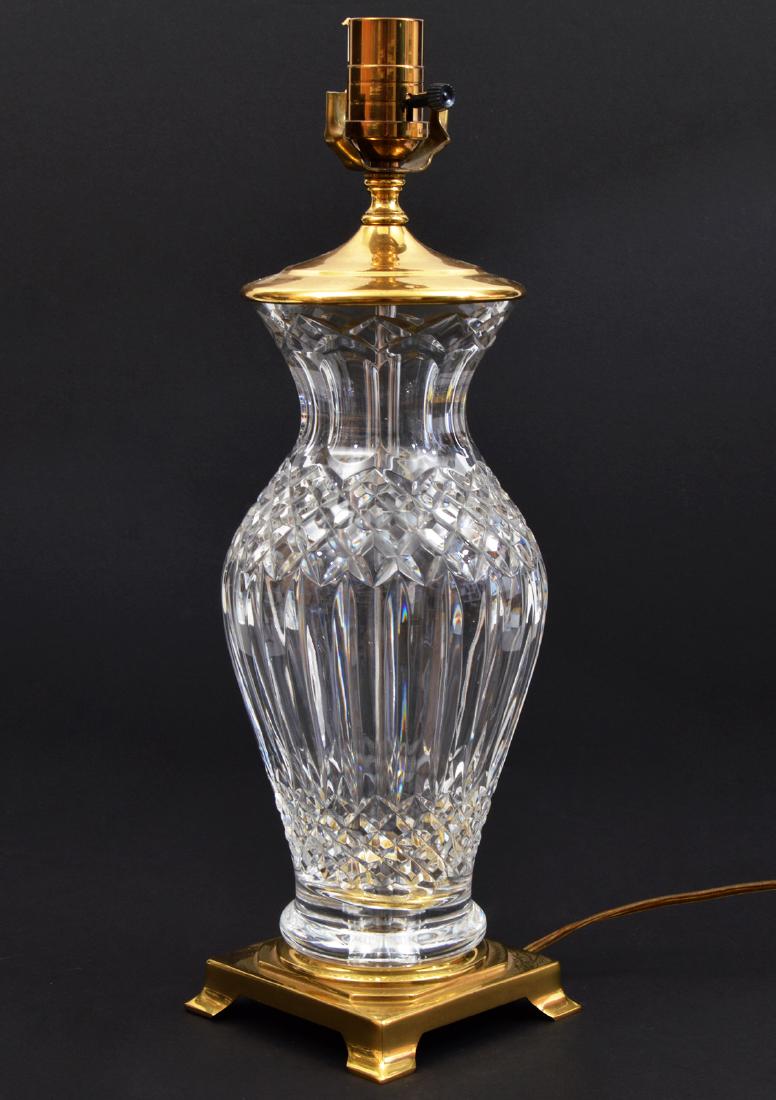 Large Cut Clear Crystal Lamp on Brass Base (1 of 5)