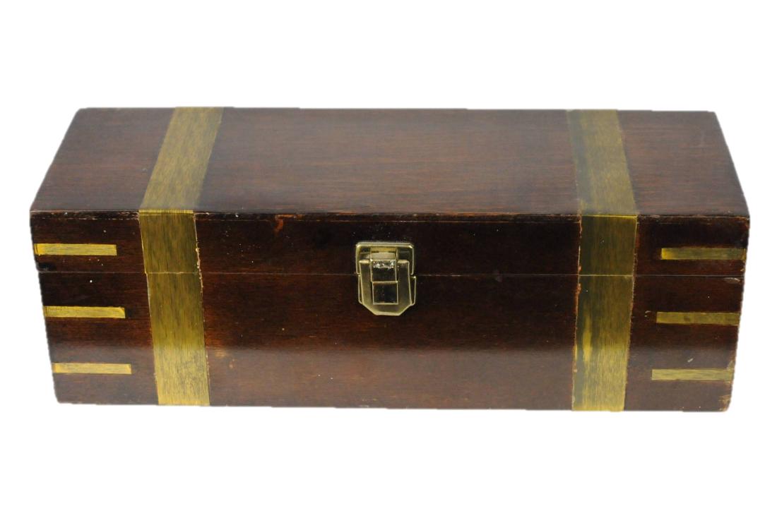Campaign Style Wood Box With Brass Inlays (1 of 5)
