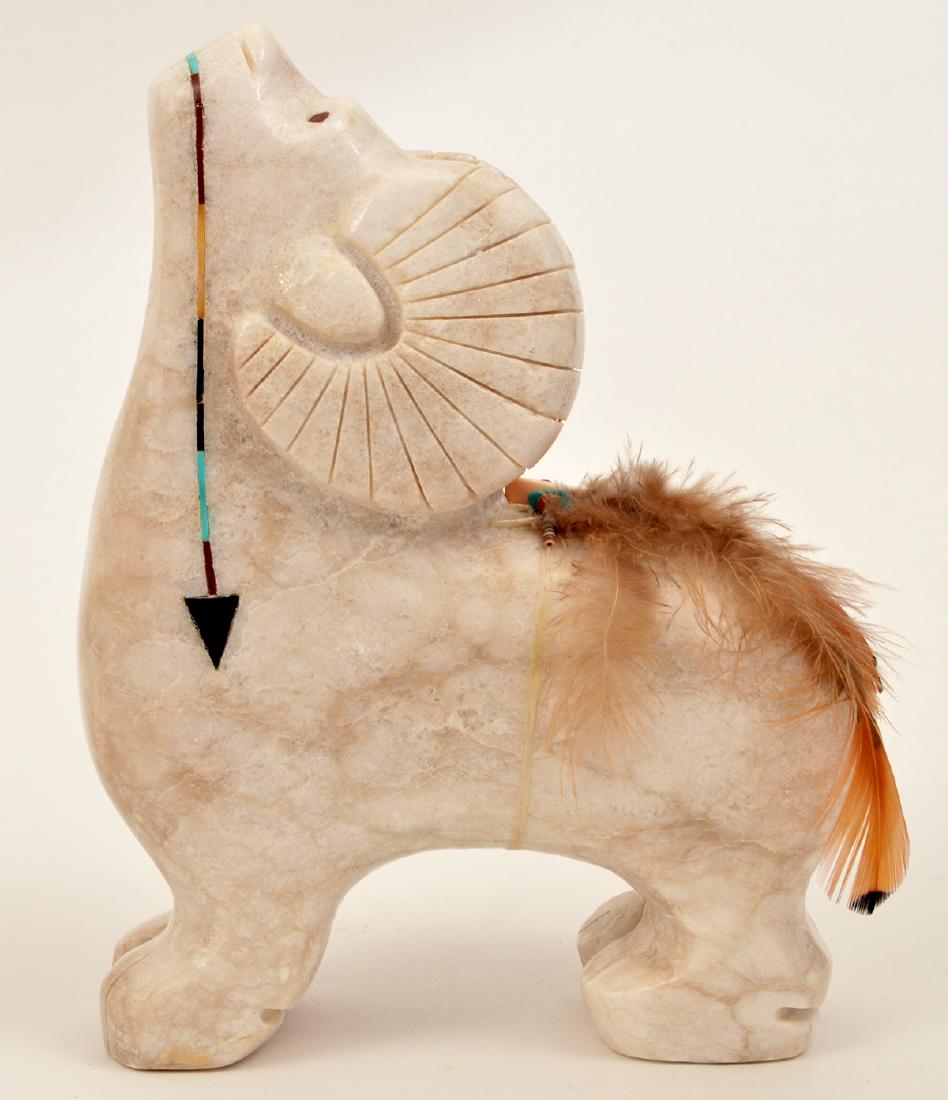 Native American Carved Marble Ram Inlaid Turquoise (1 of 7)