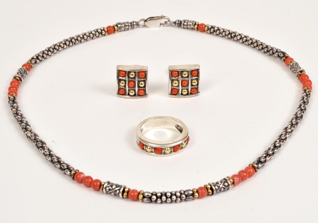 3 Pc Suite Coral 18K Sterling Signed Caviar (1 of 6)
