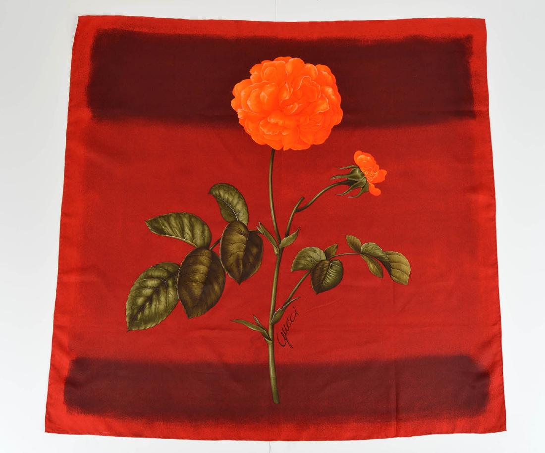 Gucci Rose Red Silk Scarf 34" Square (1 of 6)