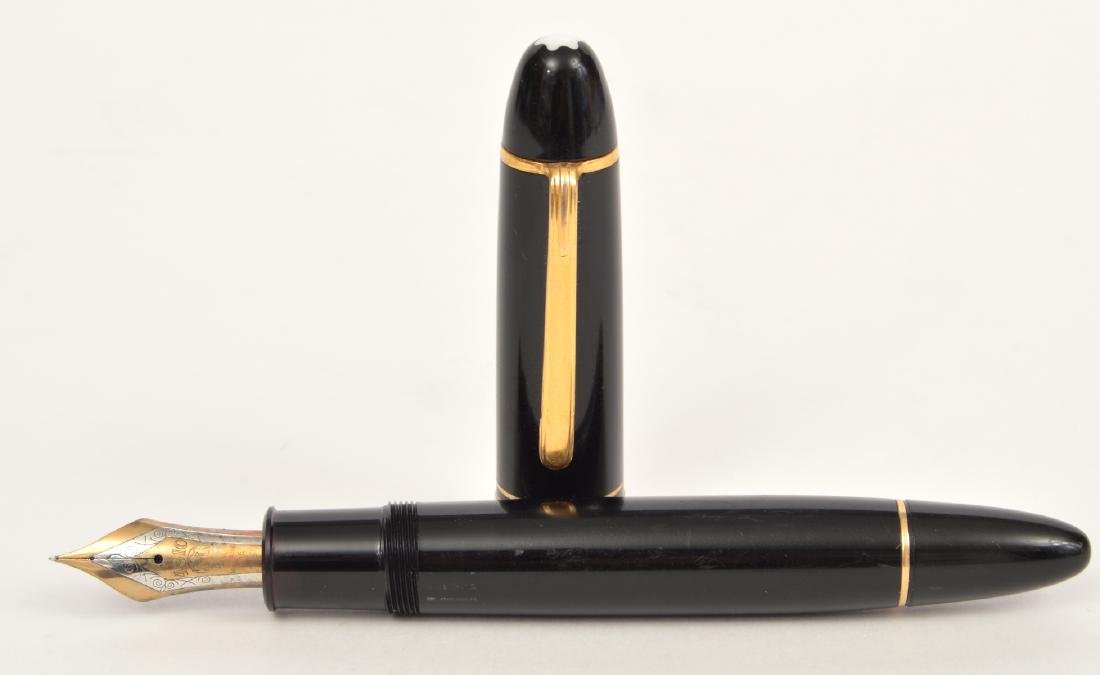 MontBlanc Meisterstuck Classique 4810 Fountain Pen: Vintage Mont Blanc Meisterstuck Classique 4810 fountain pen with 18k yellow gold nib. 5.75"L. Condition: Good- surface scratches. Please examine all photos closely. Contact C. Biddle Auction Gallery f