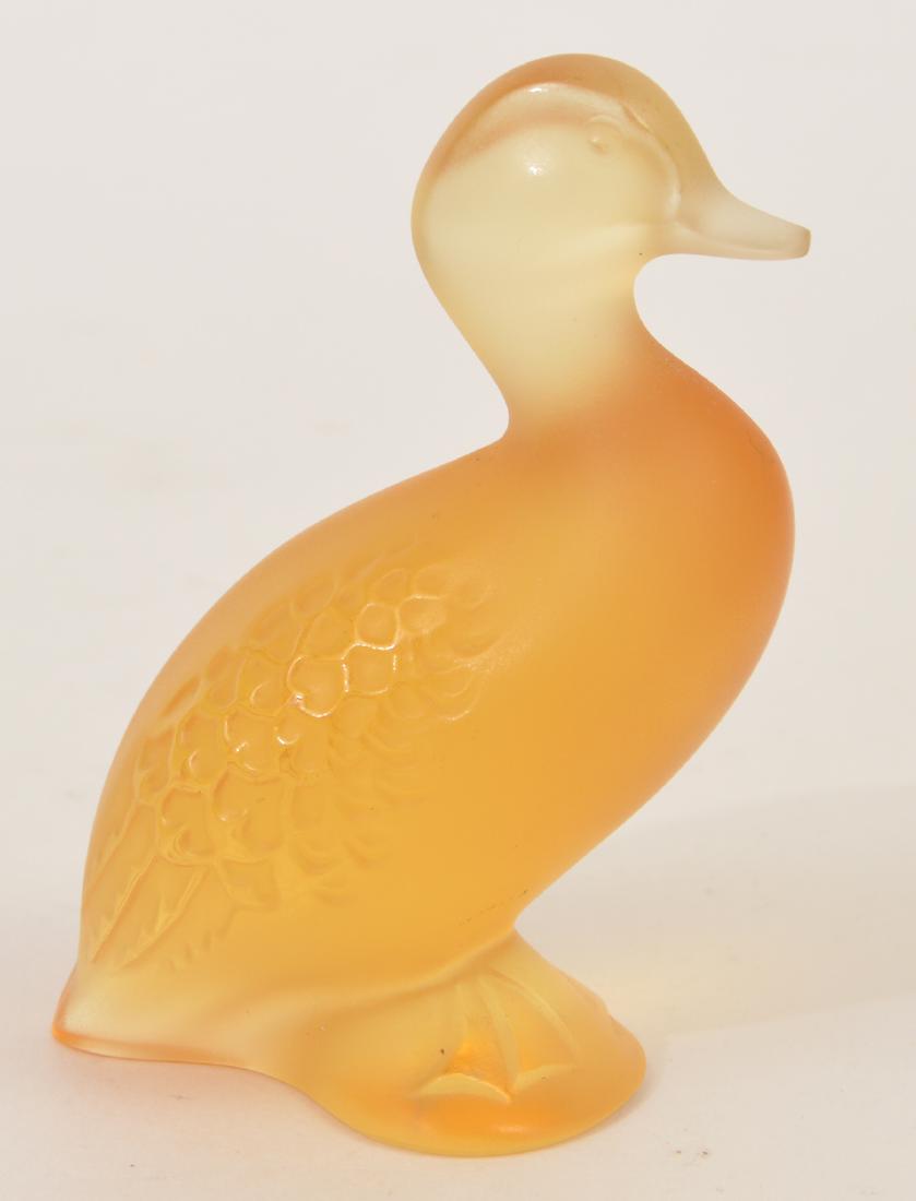 Lalique Amber Crystal Glass Duck Figurine (1 of 5)