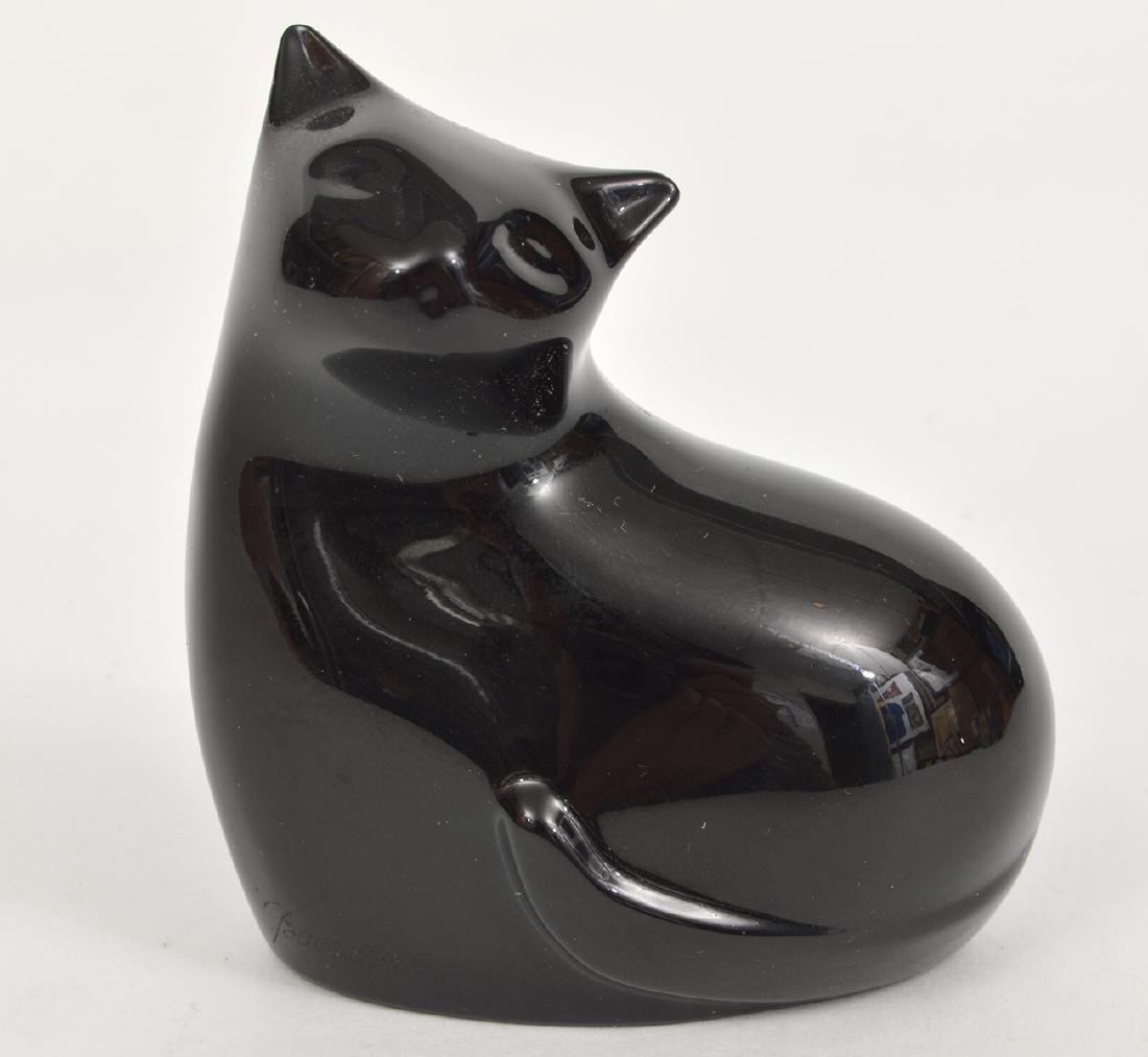 Baccarat Black Crystal Glass Cat Figurine (1 of 5)