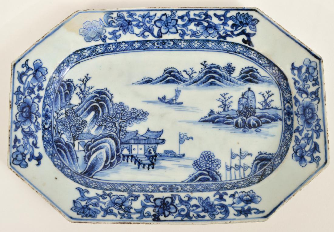 Chinese Export Platter Blue & White Scenic (1 of 5)