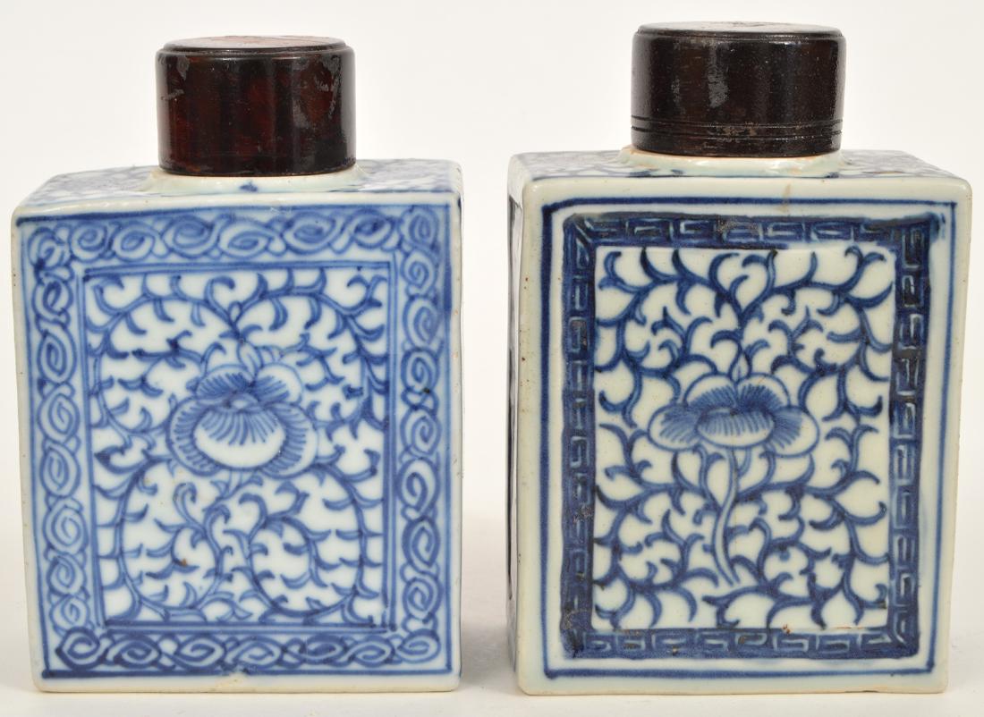 2 Chinese Blue & White Tea Box Jars (1 of 9)