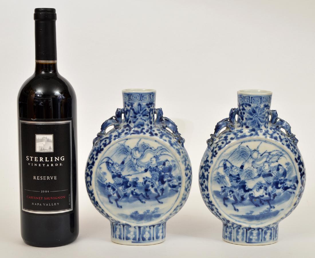 2 Chinese Scenic Blue White Vases Dragon Handles (1 of 12)