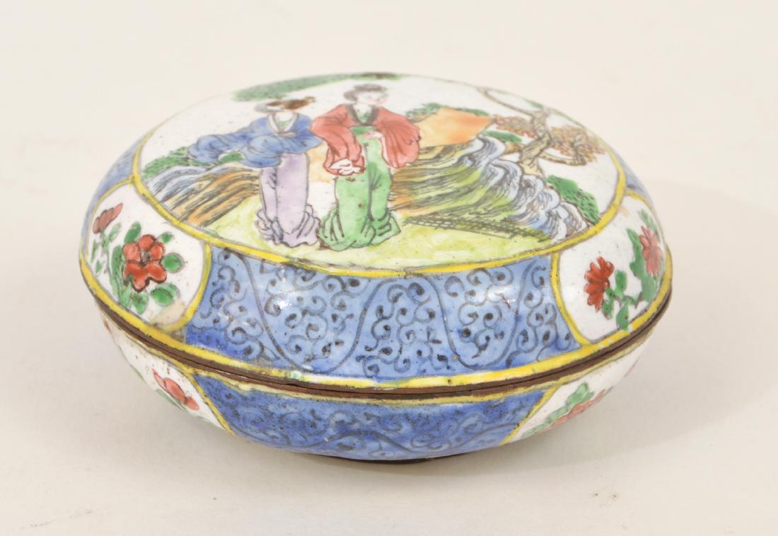 Antique Chinese Enamel Lidded Round Box (1 of 6)