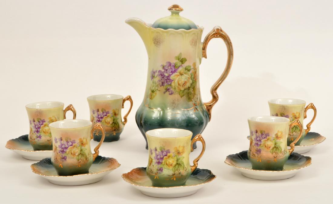 GH German Porcelain Chocolate Set Pot 6 Cups (1 of 8)