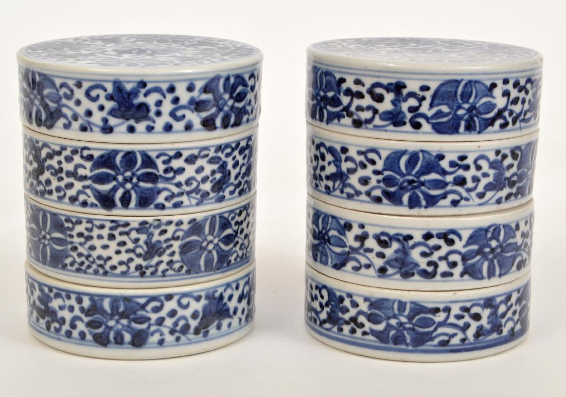 2 Chinese Blue White Porcelain Round Stack Boxes (1 of 9)