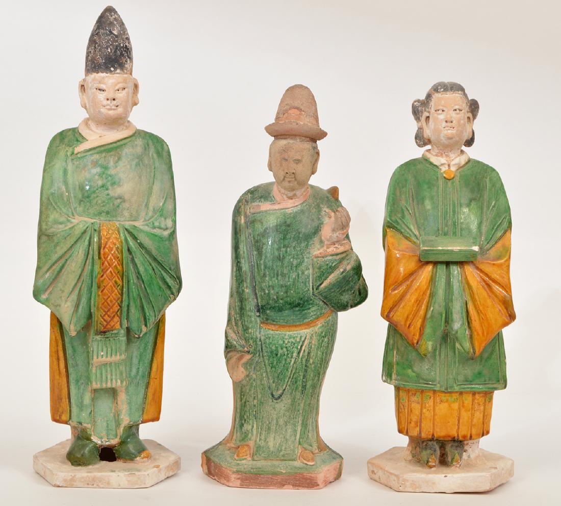 3 Antique Chinese Mud Men Pottery Large Figurines (1 of 14)