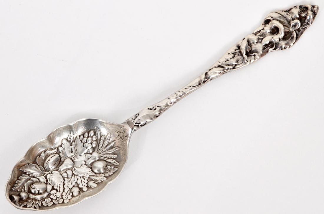 Antique Sterling Silver Repousse Serving Spoon 90g (1 of 6)