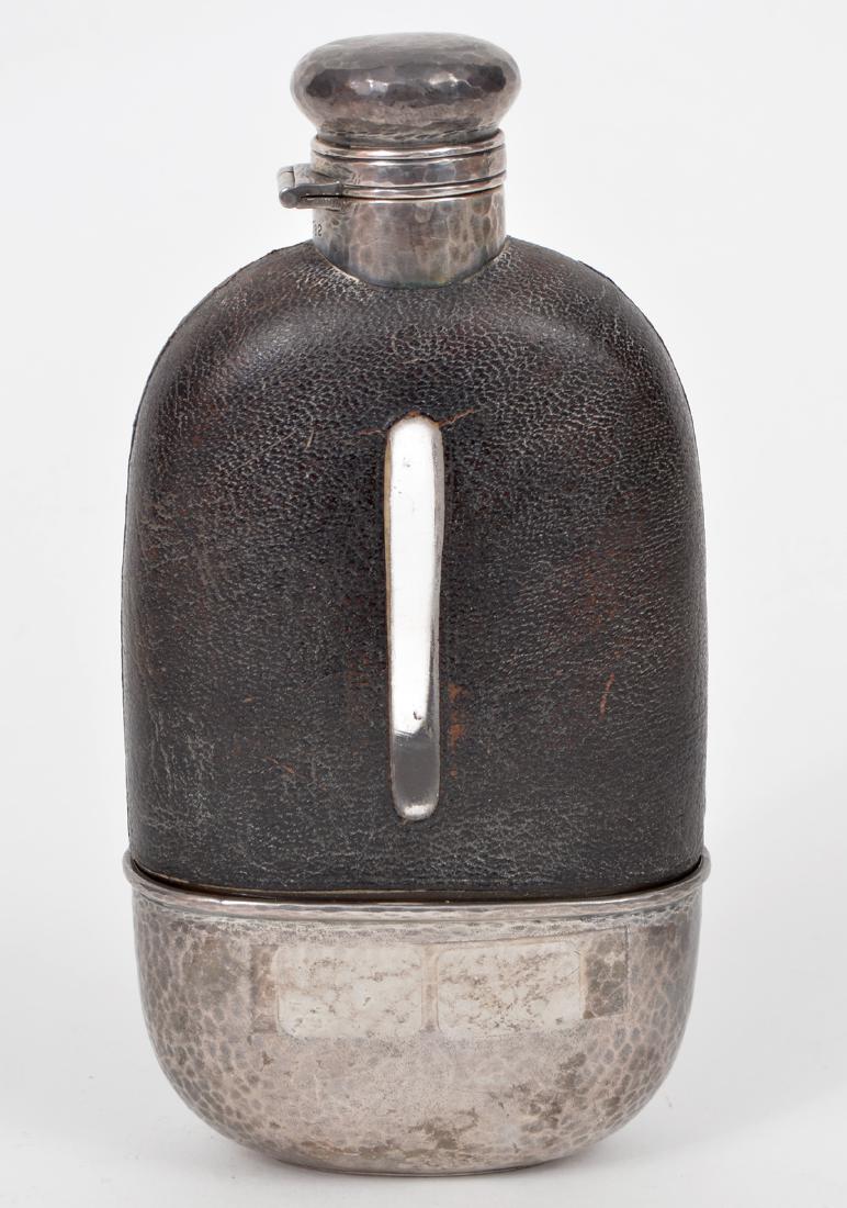 Birmingham Glass Hammered Sterling Leather Flask (1 of 10)