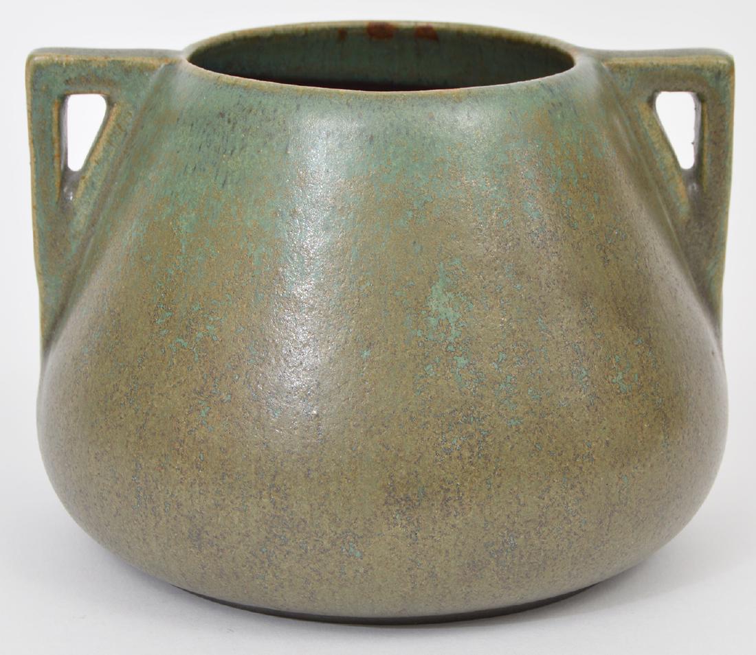Fulper Pottery 2 Handled Vase Green & Brown (1 of 7)