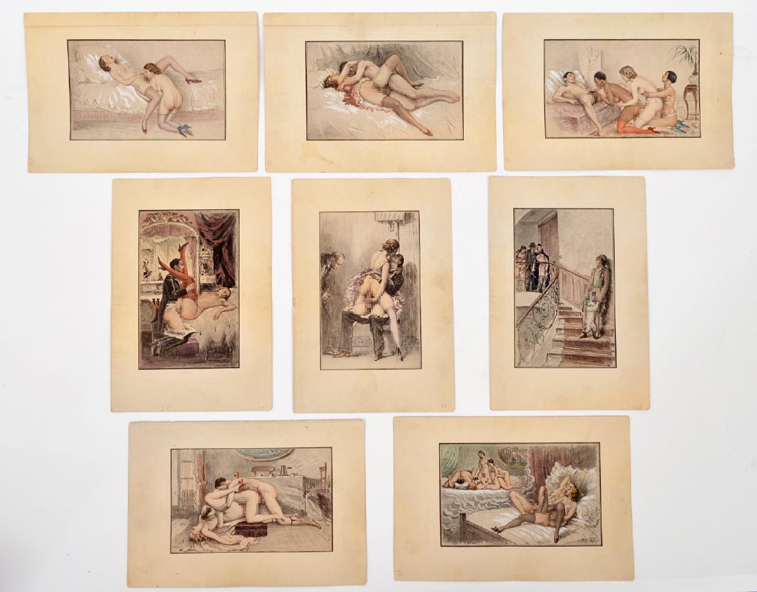 8 Vintage Colored Erotica Engravings (1 of 11)